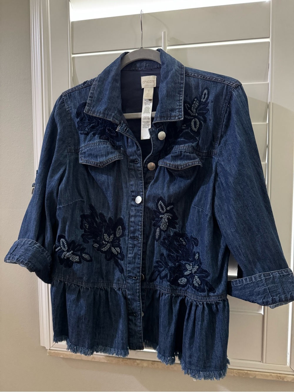 Chico's Navy Denim Jacket